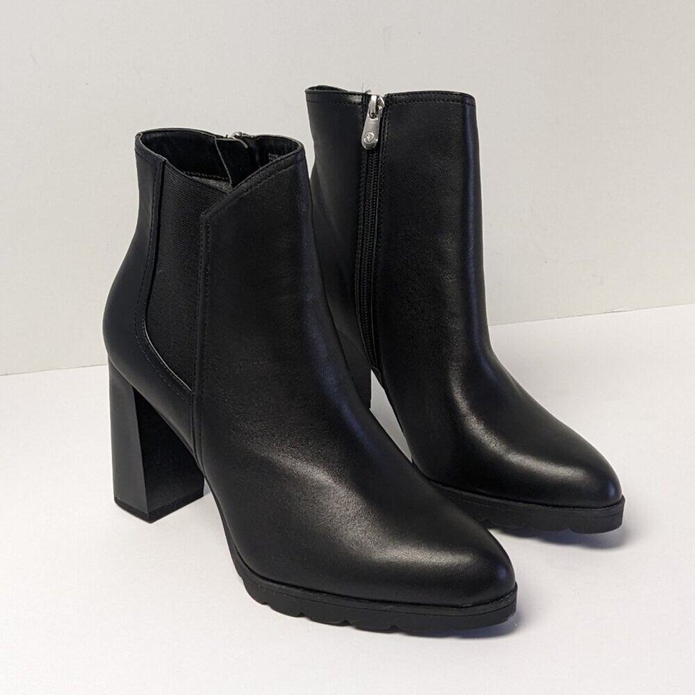 Adrienne Vittadini Noelle Booties, Black Leather, Women's 10